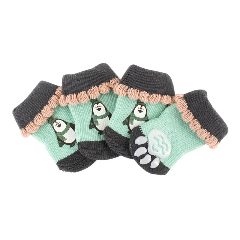 Домашние Нескользящие трикотажные хлопковые носки для маленьких и средних собак, теплые носки для прогулок с сердечками