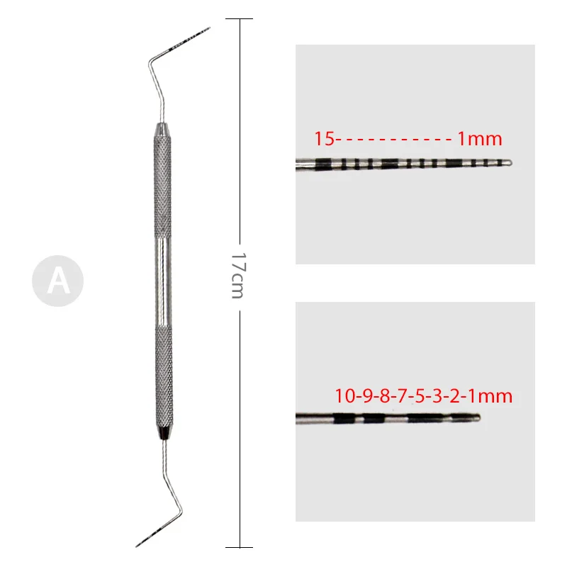 1 шт. стоматологический пародонтальный Зонд из нержавеющей стали со скалером проводник инструмент Endodontic для стоматологического оборудования материал - Цвет: A