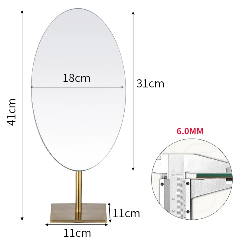 Овальное настольное зеркало для макияжа античное бронзовое туалетное стоящее Безрамное одностороннее косметическое зеркало на туалетный столик приличные подарки