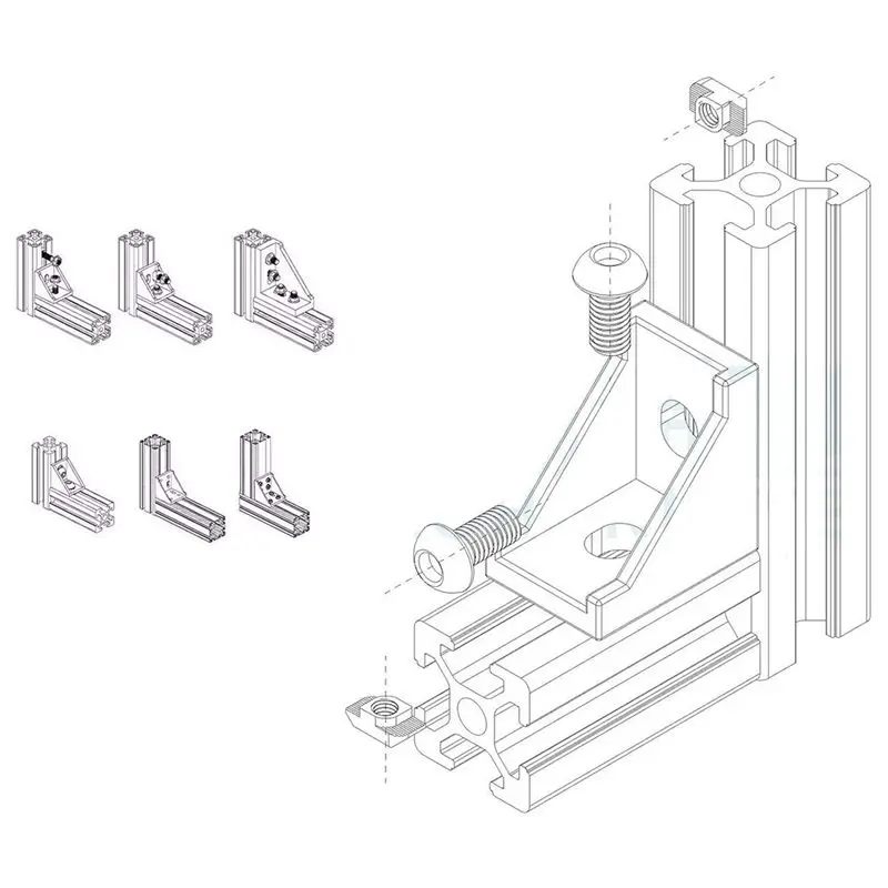 Новинка серия алюминиевый профиль СОЕДИНИТЕЛЬ НАБОР, 20 шт. угловой кронштейн, 40 шт. M5 x 10 мм Т-образные гайки, 40 шт. m5x10мм Шестигранная крышка