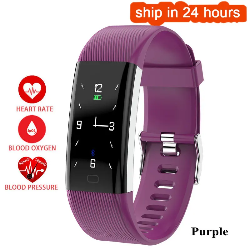 Умный Браслет Hold Mi F07 Plus с цветным экраном IP68 Водонепроницаемый фитнес-браслет для измерения пульса кровяное давление кислородный монитор смарт-браслет - Цвет: Фиолетовый