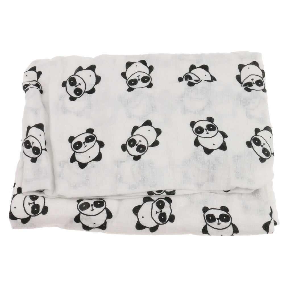 1Pc Soft Muslin Cotton Blanket Newborn Infant Baby Blanket Swaddle Bathing Bath Towel Panda 110x110cm
