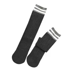 Для женщин длинные носки экипажа вертикальный ребристые вязаная зимний утеплитель для ног хлопок носки скейтбордиста