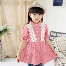 Девушки рубашка 2017 весна модели новый Корейский детский clothing большой девственный бабочка кружева рубашку с длинными рукавами