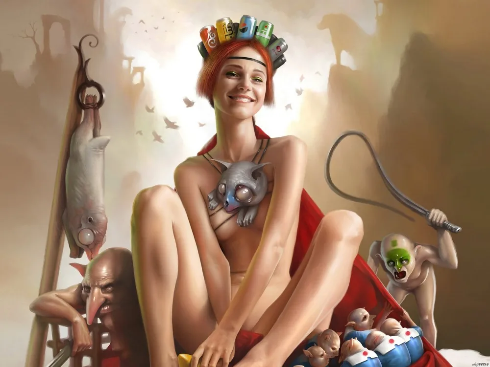 

Sexy Nude Redhead Girl Goblins Fantasy Art Huge Print Poster D3267