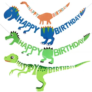 

Happy Birthday Party Banner Dinosaur Party Decoration Baby Shower Anniversaire Jungle Party Decoration Children Activity Party,Q