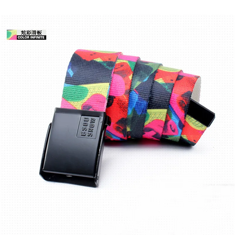 Hot new fashion candy color belt unisex canvas belt Men Women belt automatic mental buckle brief solid Color matching straps - Цвет: Dazzle colour