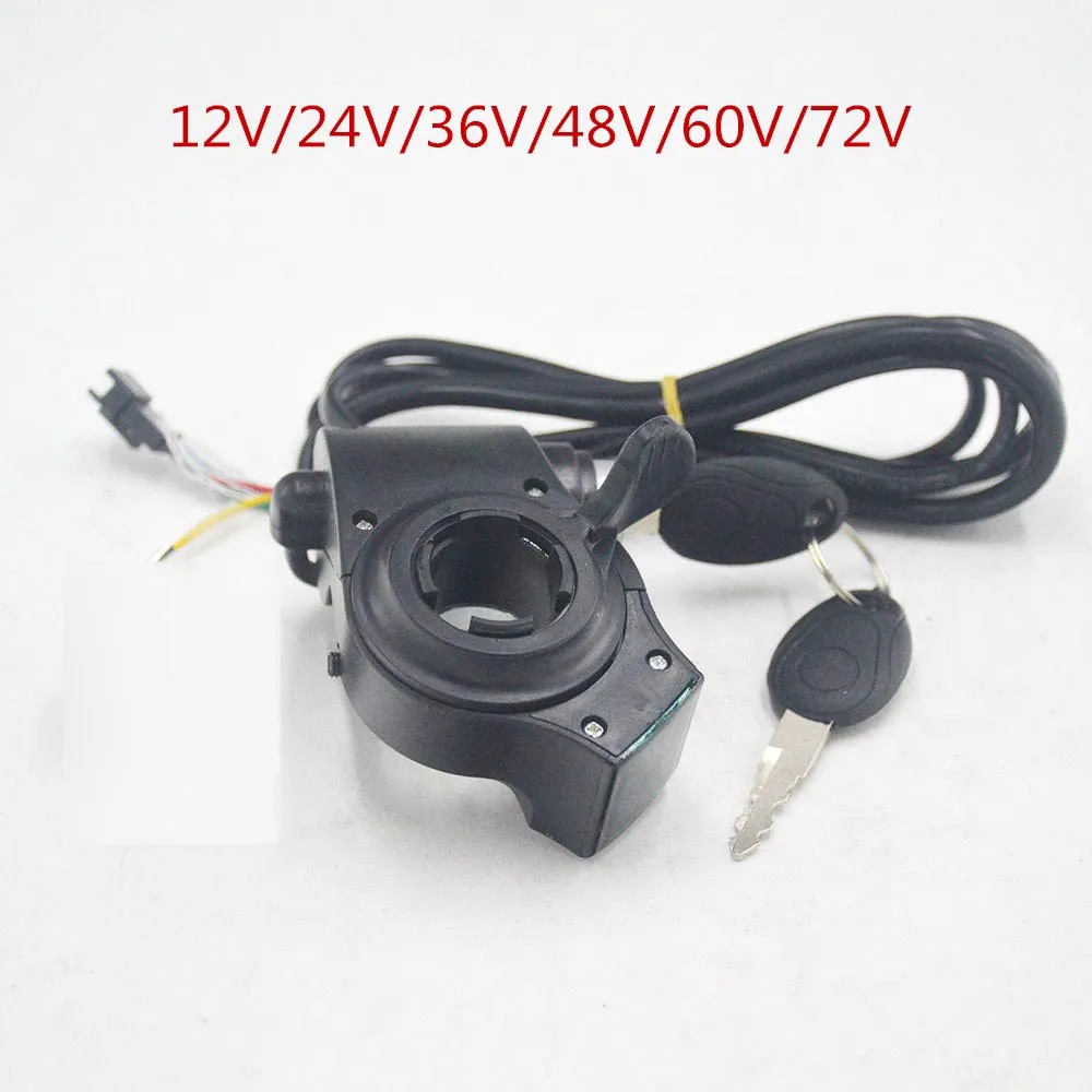 Top 12V/24V/36V/48V/60V/72V ebike Finger Thumb Throttle with power LCD display Switch Handlebar Grips for electric bike/scooter 0