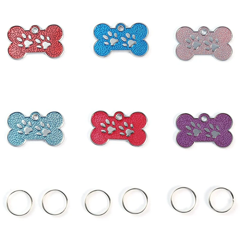

Dog ID Tag Free Engrave Name And Phone Number Customized Pet Tags Personalized Bone Paw Name Tag Plate Collar Decoration