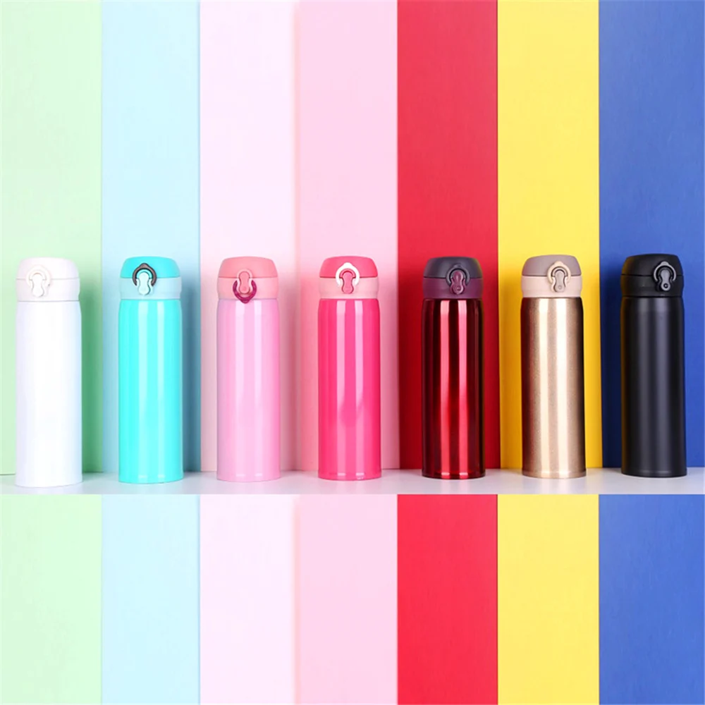

Colorful Water Bottle BPA Free Gold Thermos Stainless Steel Vacuum Insulated Cup Portable Sport Drink Bottle Lover Gift