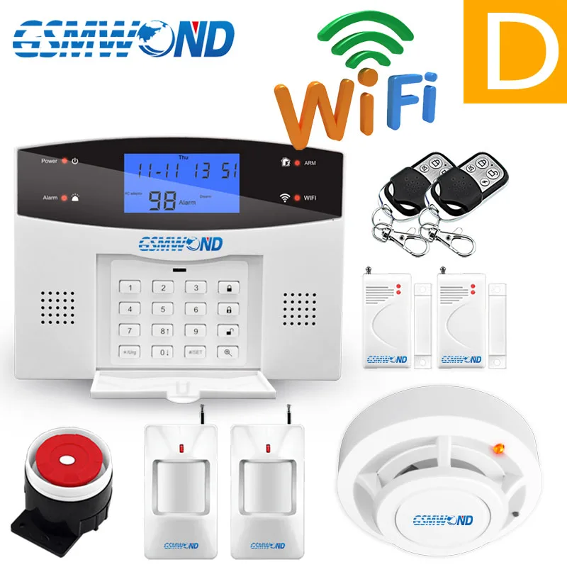 WiFi PSTN GSM сигнализация комплект домашняя сигнализация 433 МГц Беспроводная и Проводная Сигнализация хост дверь открытый датчик сигнализация приложение клавиатура Экран - Цвет: D