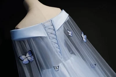 Светло-голубая вуаль с бабочками плащ бальное платье Средневековый Ренессанс платье королевы cos викторианское платье/Антуанетта/бальное платье Белль