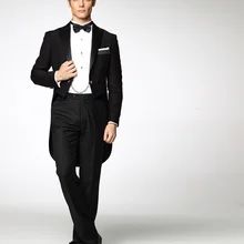 Фрак черный максимумом нагрудные 2 шт(JacketPantBowtie) шлейфом из Мода Терно Masculino Формальное последние тонкий классический Для мужчин костюмы