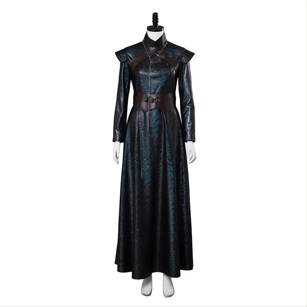 Высокое качество Игра престолов 8 Косплей Костюм Санса Старк косплей платье цепочка наряд на заказ для взрослых Хэллоуин костюм