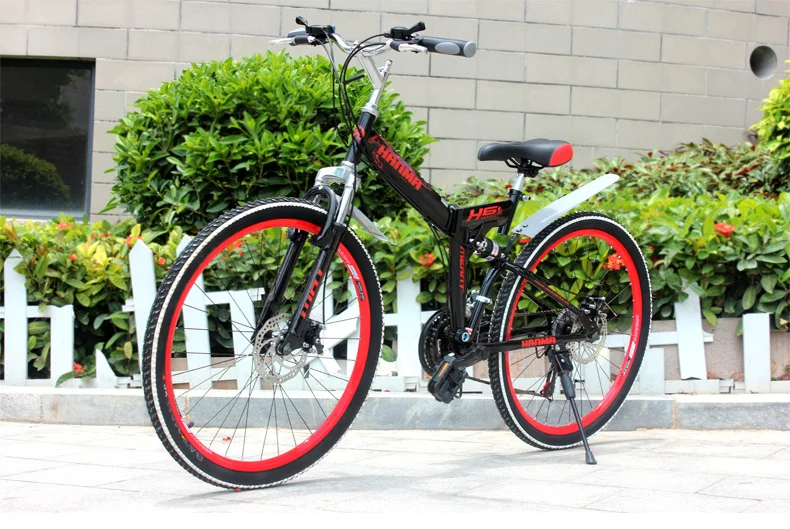 Clearance Freeshipping Folding mountain bike 24 inch 26 inch double disc brakes double shock 21 speed students adult men and women cycling 37