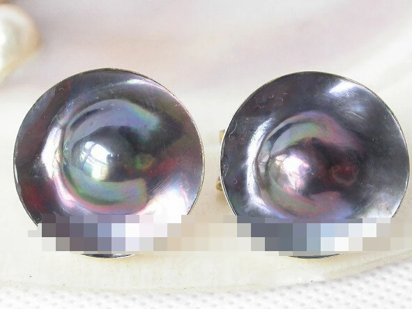 

xiuli 00523 WOW 23mm rainbow black South sea Mabe pearls earring 925ss