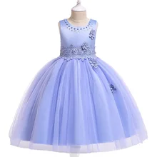 Прямая поставка, милое платье с цветами в Сиэтле для девочек, сатиновое Украшение Колье из тюля, бальное платье с цветами для девочек, платье с 3D цветами