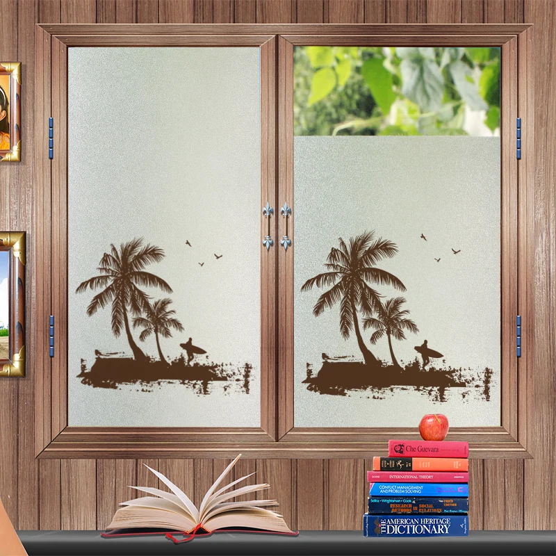 Buy Palm Tree Beach Decorative Film For Glass Windows