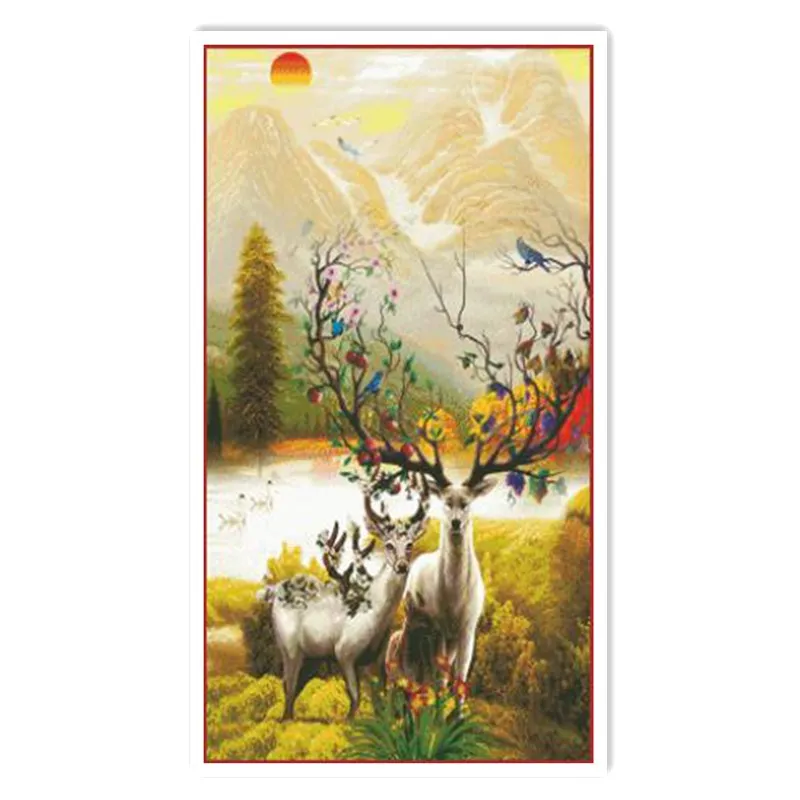 

A Rich Deer happiness Chinese Counted Cross Stitch Patterns Kits Rest room Cross Stitch Cross Stitch kit fashion Home Decor