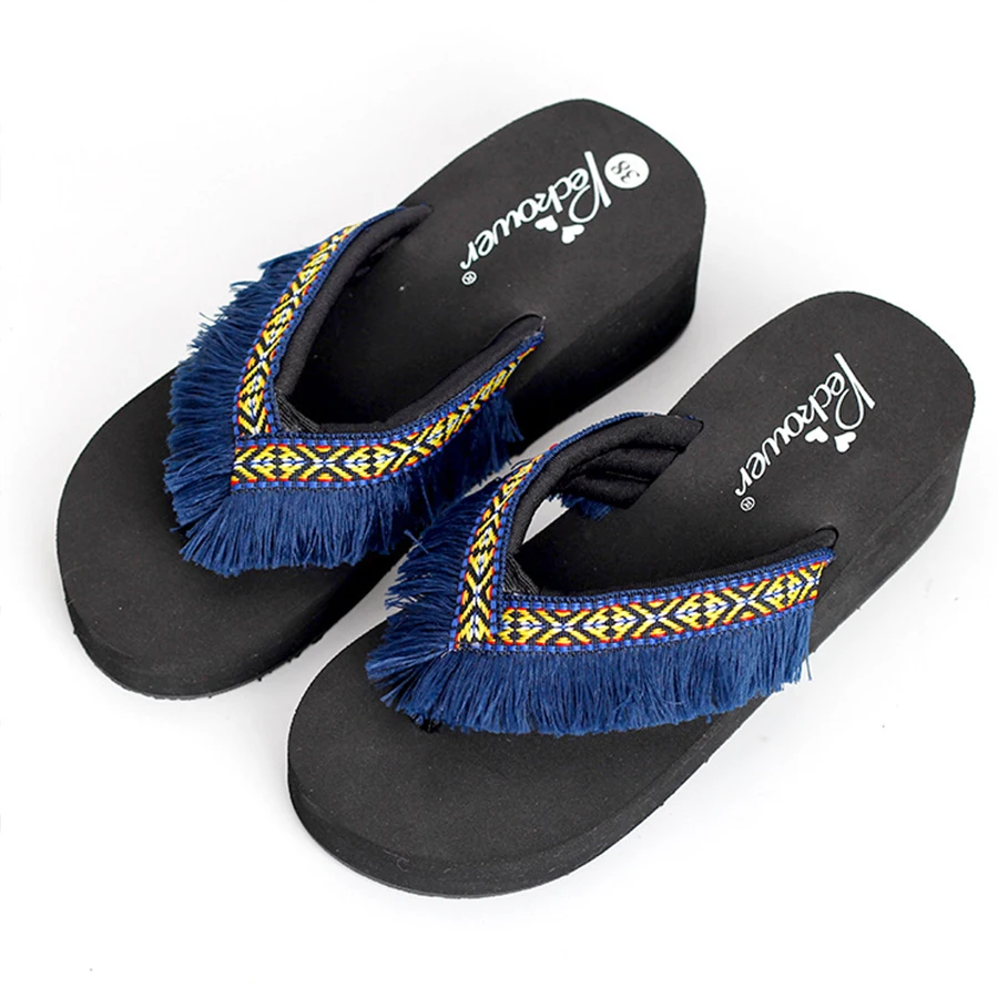 Ручной работы Chanclas тканевые тапочки в этническом стиле с кисточками женские