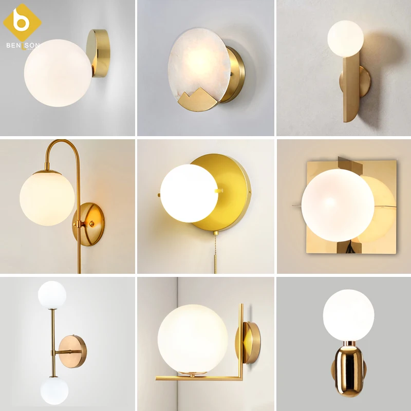 Prezzo Moderno Palla di Vetro Lampada Da Parete Sconce Led Camera Da Letto Lampada Da Parete per Complementi Arredo Casa Nordic Foyer Soggiorno Corridoio Illuminante E27