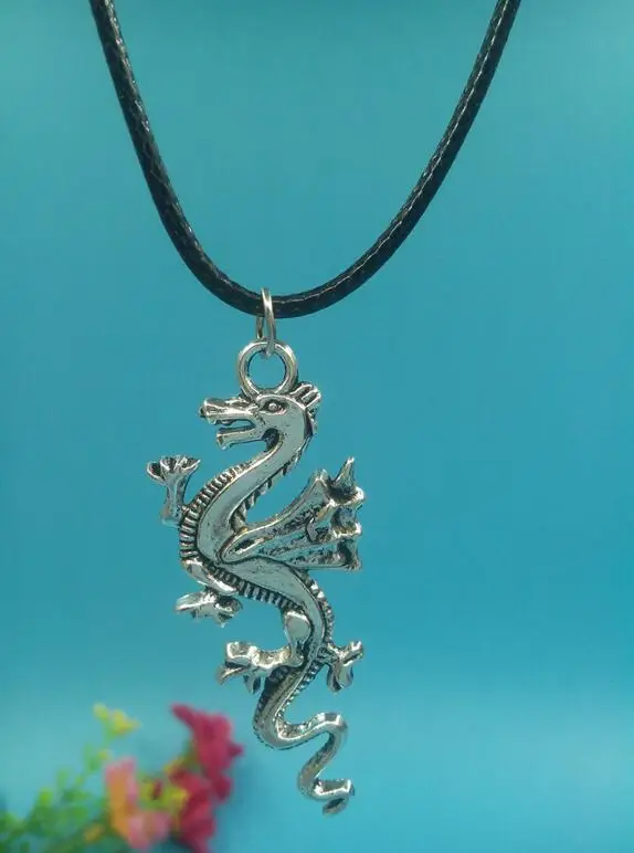 

49X20 mm Dragon Pendant Necklace Vintage Ancient Silver Charms Necklace New Fashion Jewelry Gift 1 pcs