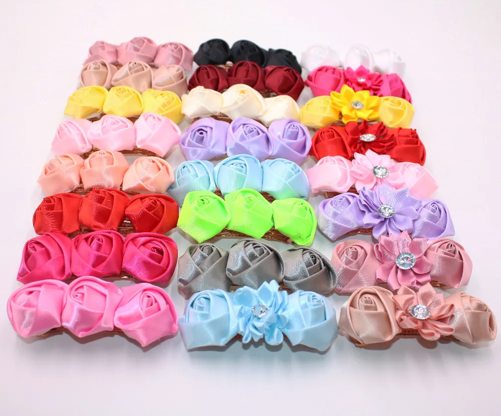 24 Style High Quality Rose Hair Clips Girl Hairwear Kids Flowers