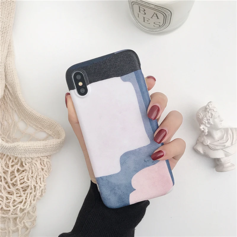 Colorful abstract Painting Soft TPU For iphone X XR XSMAX Phone Case For iPhone X 6 6S 7 8 Plus Pink Soft IMD Phone Cover