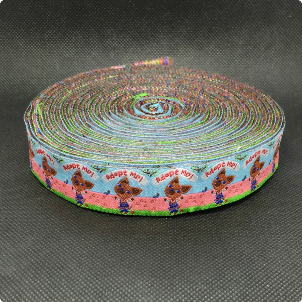 2014 NEW wholesale 7/8'(22 mmx10yards) 100% Polyester Woven Jacquard Ribbon cartoon ribbon &quotAdopt me &quot | Дом и сад