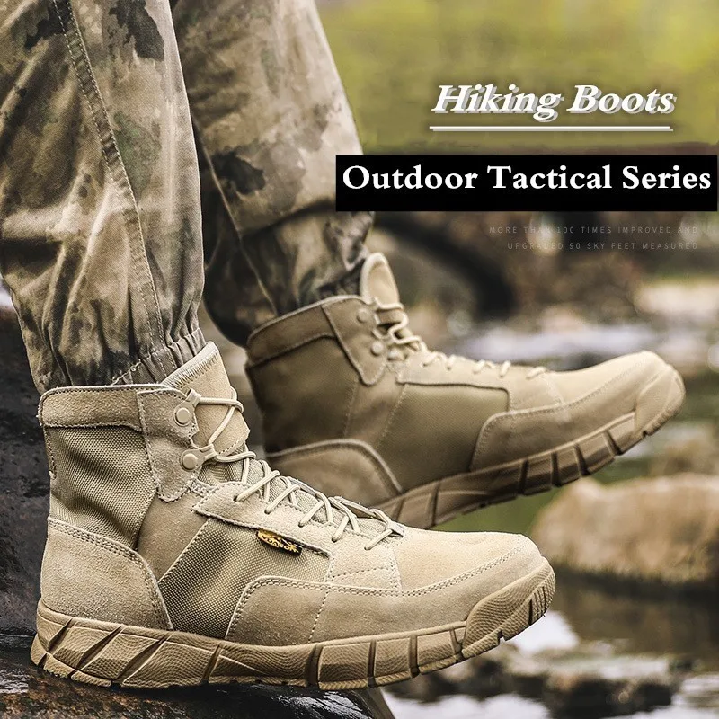 FREE SOLDIER Mens Tactical Shoes Summer Breathable Ultra Light Quick Dry Hiking Shoes for Water Dry Land Trekking Tactical Boots