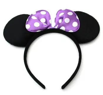 

10pcs Minnie Ears Headband Cotton Purple Plastic And Wooden Kids Party supplies/Costume party/birthday Party Supplies