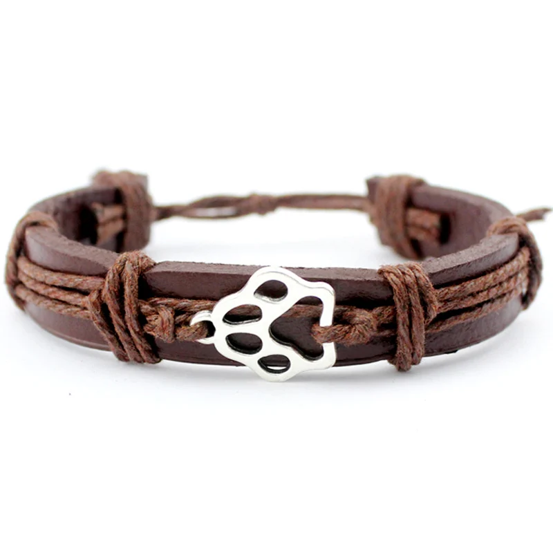 

Halloween Skull Sea Turtle Hairdresser Arrow Eiffel Tower Dragon Scissors Crown Stars Best Friend Dog Paw Men Leather Bracelet