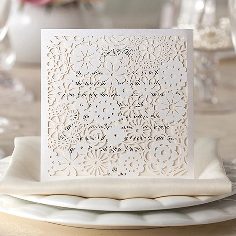 Laser Cut Flower Invitation Card