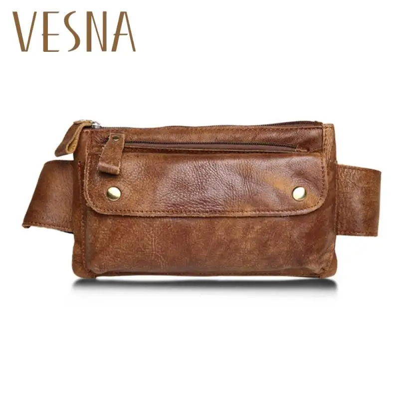 

New Business Cashier Leather Men's Pockets Casual Chest Leather Slung Men's Bag