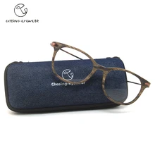 CHsing CS66028 retro acetat runde rahmen rahmen Mode brillengestell für männer metall streifen spiegel beine