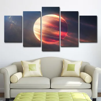 

Canvas Frame Painting Modular Pictures Home Decor HD Printed 5 Panels Earth Space Moon Planet Landscape Poster For Living Room