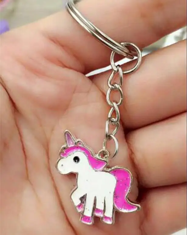 

New 1pcs/lot Fashion Vintage Silver Alloy Chain Enamel unicorn Charm Keychain Gifts Fit Key Chains Accessories Jewelry