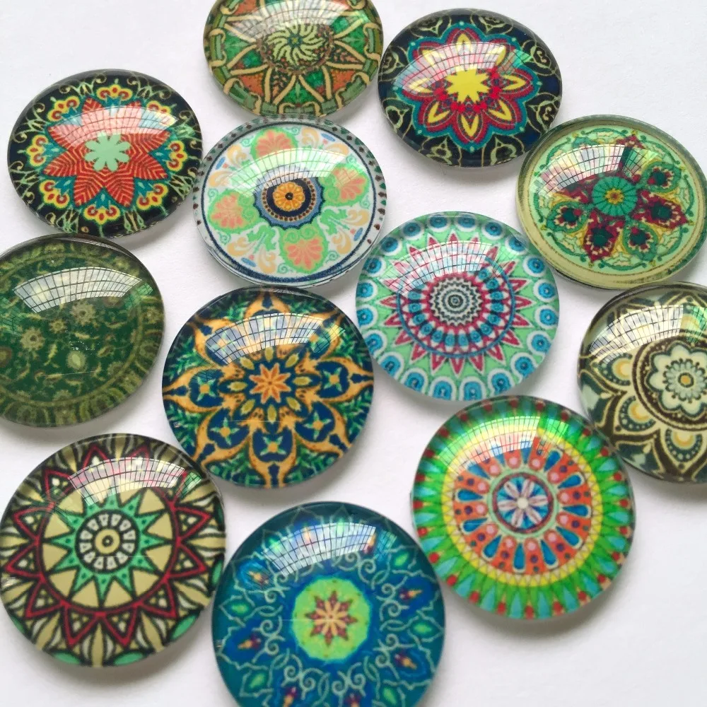 ZEROUP Glass Cabochon 25mm Mixed Round Photo Cameo Cabochon Setting