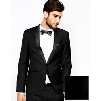 

Black Custom Made Leisure Two Buttons Groom mens suits Tuxedo vestido de festa Shawl lapel Men Wedding Suits ( jacket+Pants+tie)