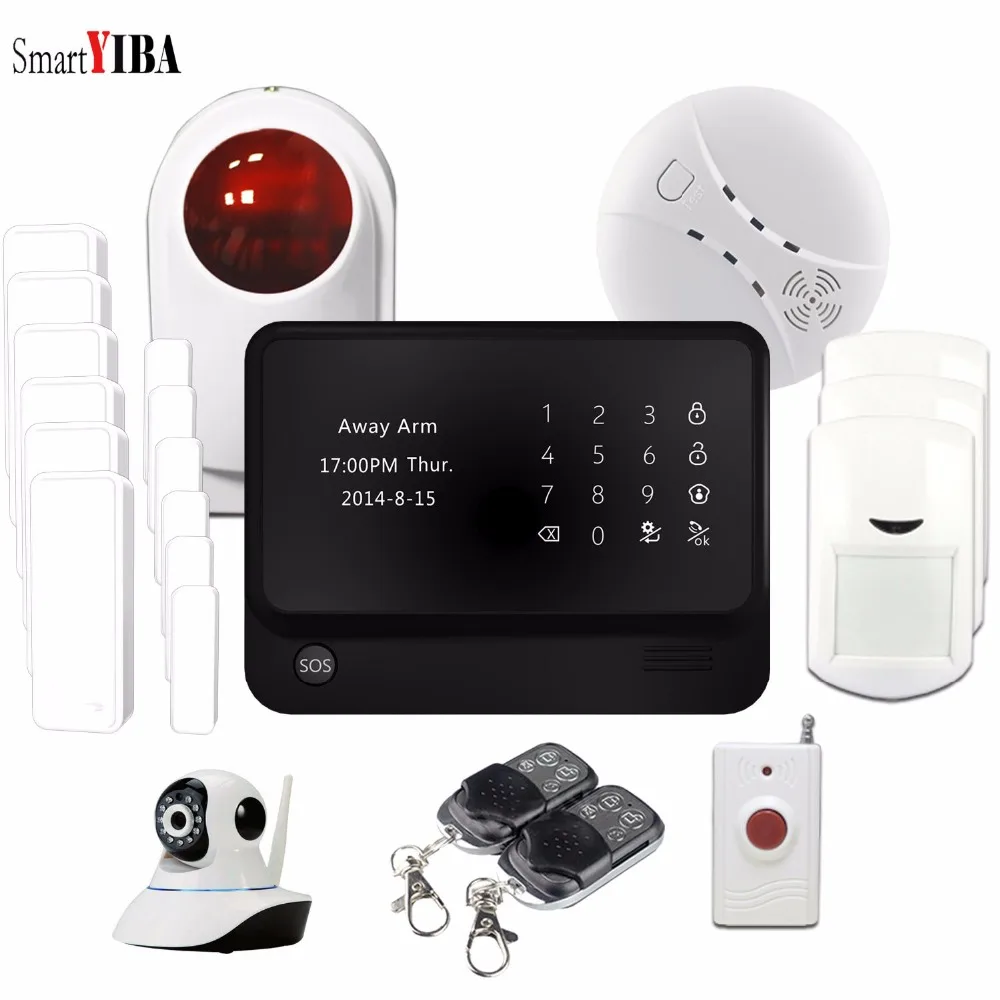 SmartYIBA Touch Panel Security Alarm for Home Wifi Camera Smoke Fire Sensor Panic Alarm Kits