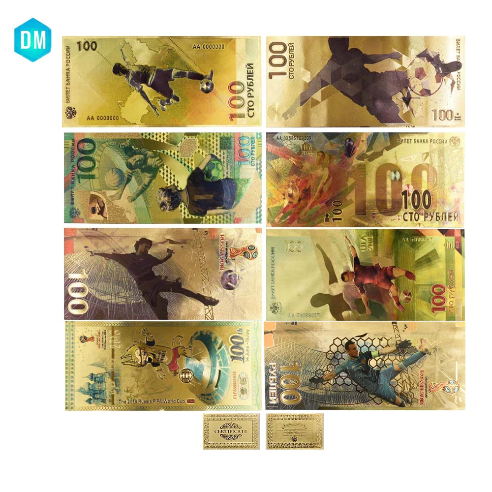 Nice 9pcs lot Nice Color Russia World Cup Banknotes 100 Roubles 