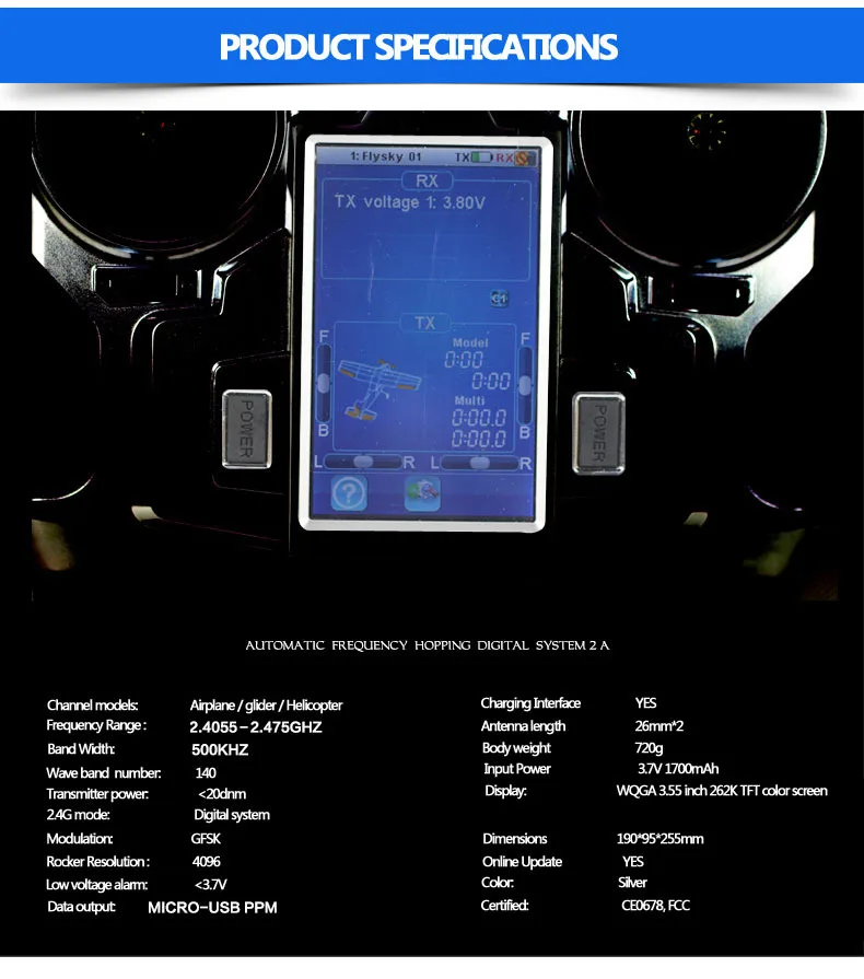 F16276/F16277 FlySky FS-i10 T6 2,4 г 3,5" светодио дный Экран цифровой пропорциональный 10 канальный передатчик и приемник Системы