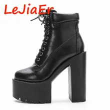 Noir blanc bottes dames talons pompes bottes d’hiver femmes chaussures haute talons plate-forme cheville bottes femmes punk bottes dames pompes D703
