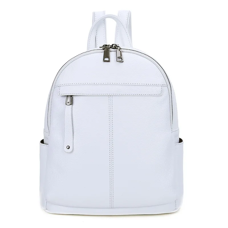 ZENCY NEW Genuine Cow Leather Women Backpack First Layer Cowhide Ladies Wife Gifts White Backpacks Travel School Shopping Bag 