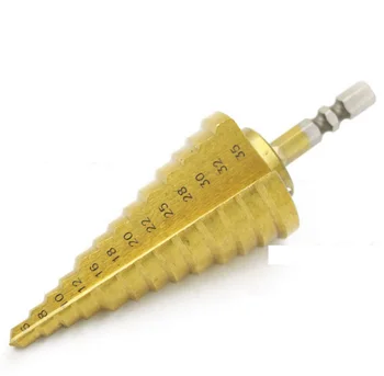 

6-35MM HSS 13 Steps Drill Bit For Wood Drilling Titanium Hex Shank Hole Cutter Hex Shank Steel Core Cone Step Drill Bit