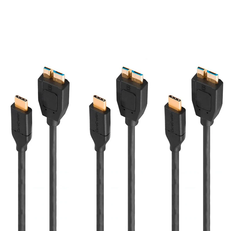 USB C к Micro-B 3,0(Gen2/10G), USB 3,1 type C кабель совместим с MacBook(Pro), Внешний Жесткий драйвер, Galaxy S8/S9/S10, e - Цвет: 3-Pack
