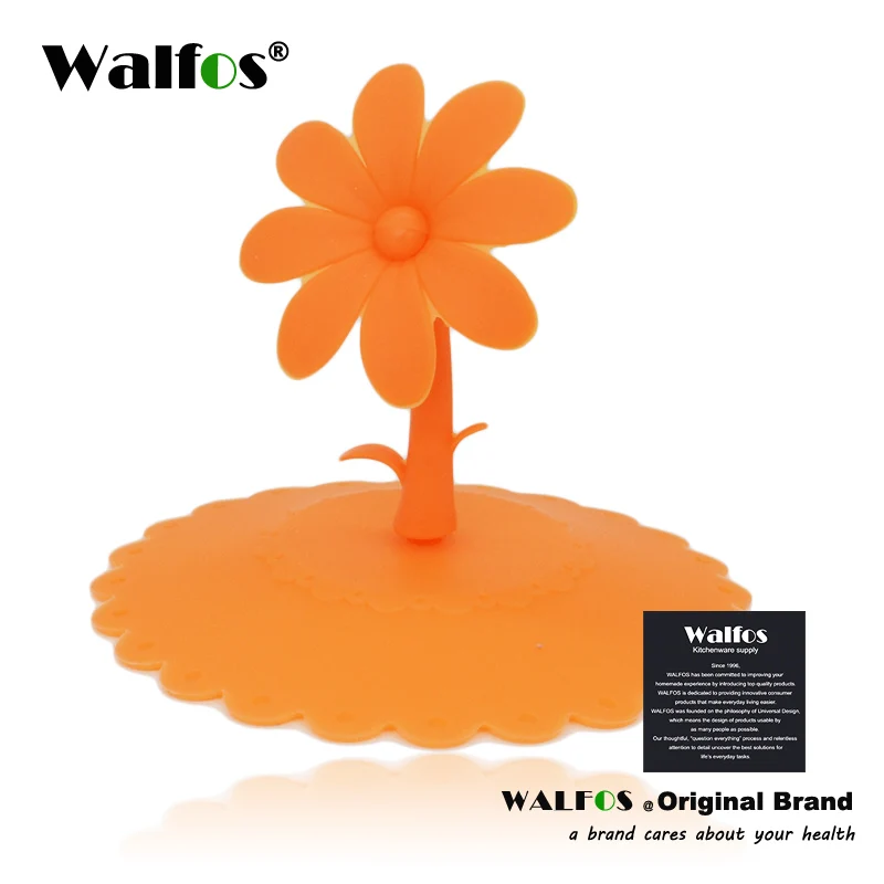 orange WALFOS Подсолнух Кружка Крышка многоразовые силиконовые чашки крышка чашки уплотнение крышки силиконовые чашки крышка - Цвет: orange
