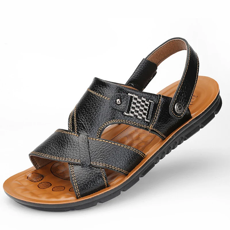 Man Sandals Leather Shoes Summer Men's Slippers Beach Casual Breathable Home Slippers Men Croc Shoes Flip-Flops Zapatos 789