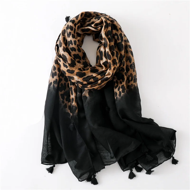 

2019 Fashion Women Gradient Leopard Print Scarf Soft Pretty Big 180*100cm Leopard Stole Thin Warm Large Shawls cachecol Wraps