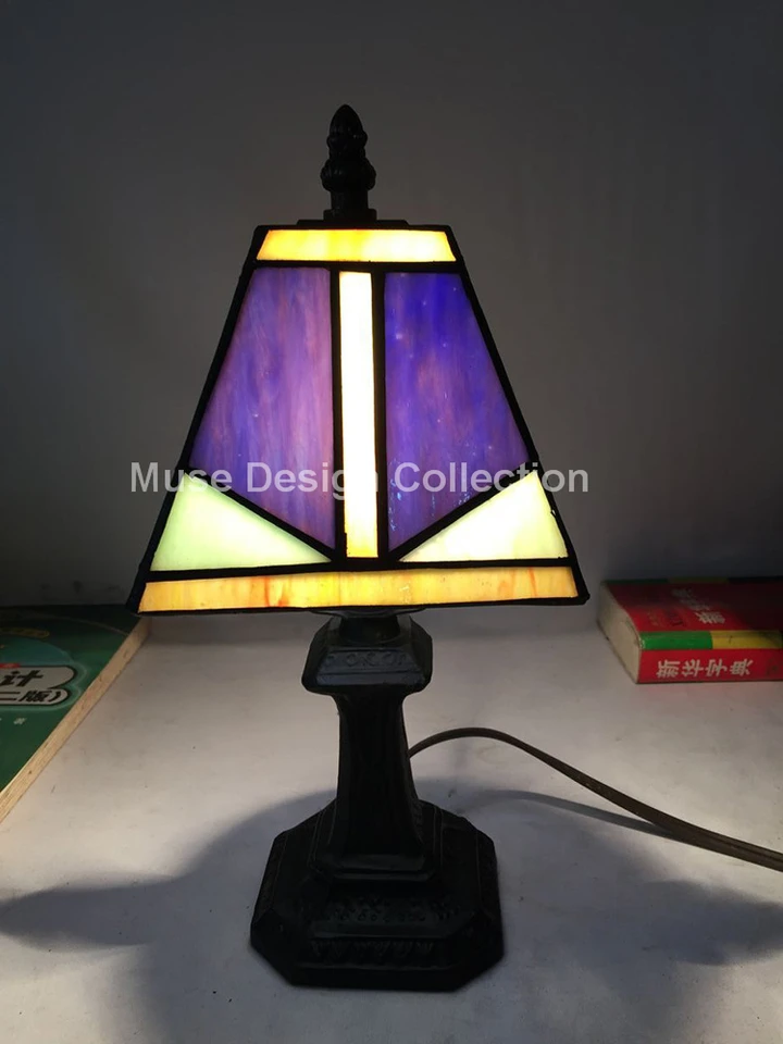 harga pabrik lampu tiffany gaya art deco ungu kaca patri meja kecil lampu ruang tamu kamar tidur studio tiffany meja lampu hadiah